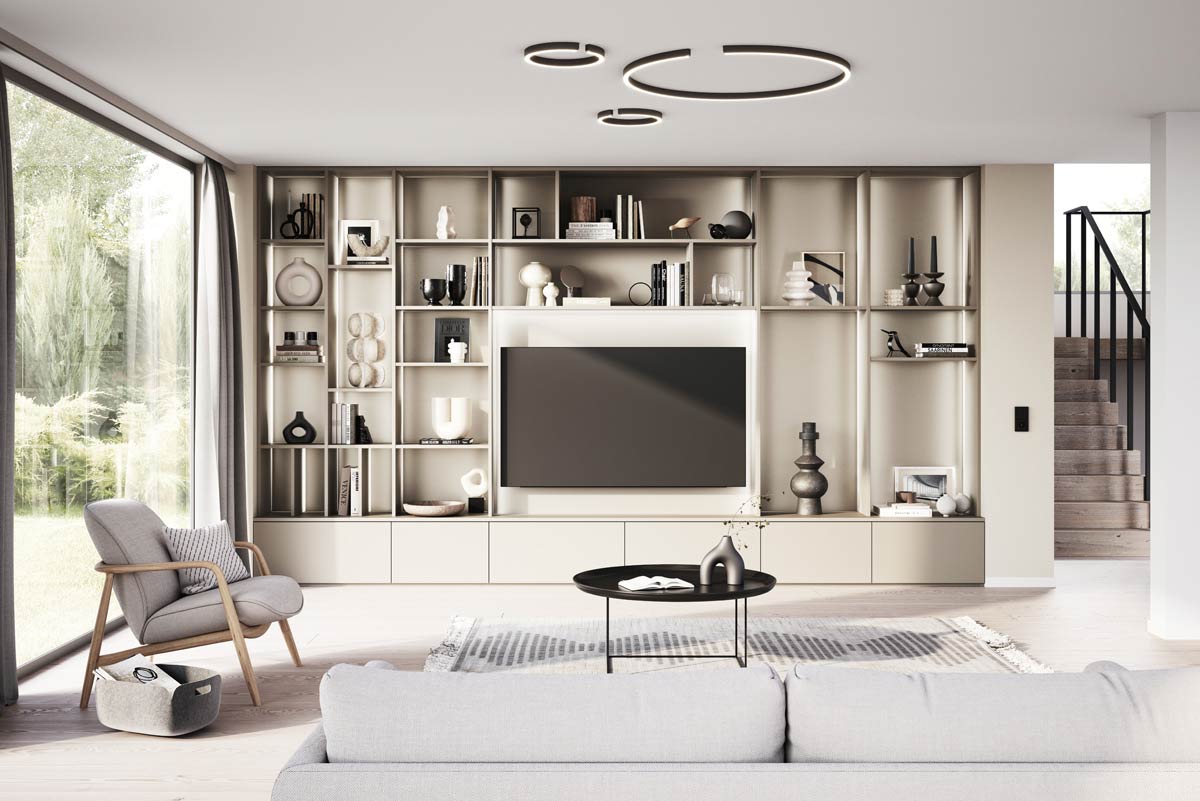 Schrankwand nach Maß im Wohnzimmer von CABINET